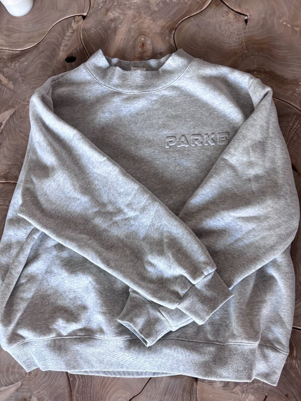 Light Grey Parke Embossed Mockneck Oversized Sweatshirt Size XXL